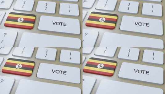 乌干达在国家国旗和按钮3D动画中投票高清在线视频素材下载