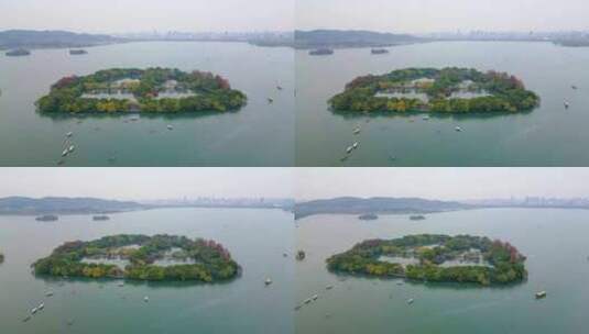 杭州西湖景区三潭印月美景航拍高清在线视频素材下载