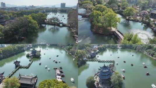 临海东湖公园景区风光航拍高清在线视频素材下载
