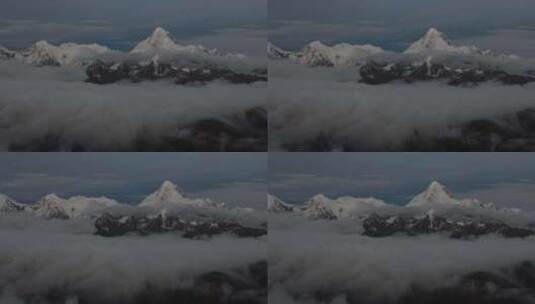 四川甘孜州高原冷嘎措贡嘎雪山高空航拍高清在线视频素材下载