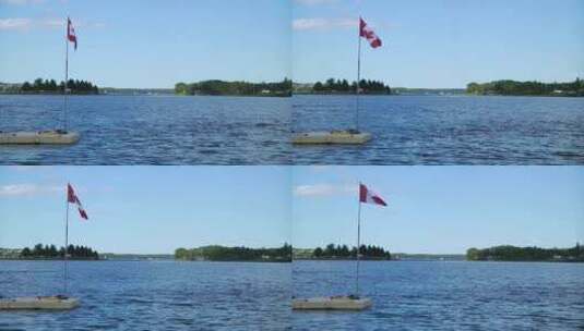 加拿大新不伦瑞克省布克图什河上，一面加拿高清在线视频素材下载