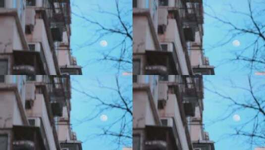 白天的月亮高清在线视频素材下载