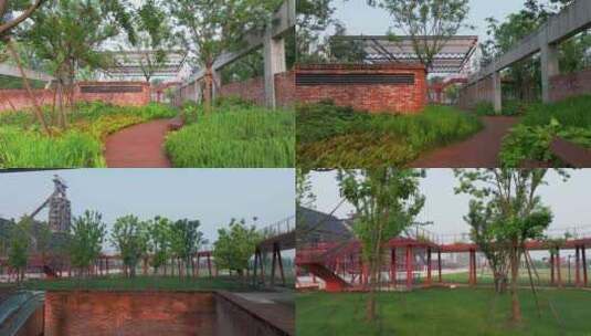 杭州杭钢工业遗址公园一镜到底航拍高清在线视频素材下载
