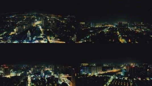 广西钦州城市夜景灯光航拍高清在线视频素材下载
