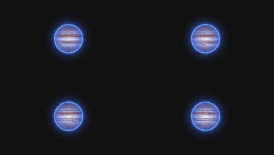 黑色背景上发光的木星行星旋转高清在线视频素材下载