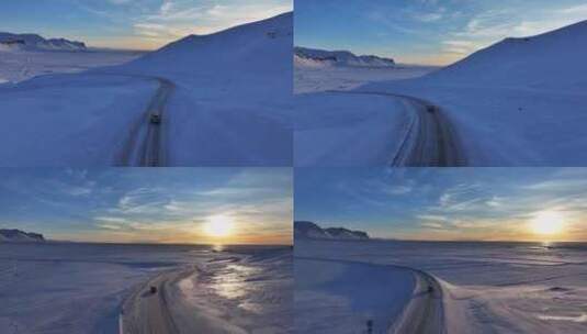 冰岛北极圈斯奈山半岛跟车航拍高清在线视频素材下载