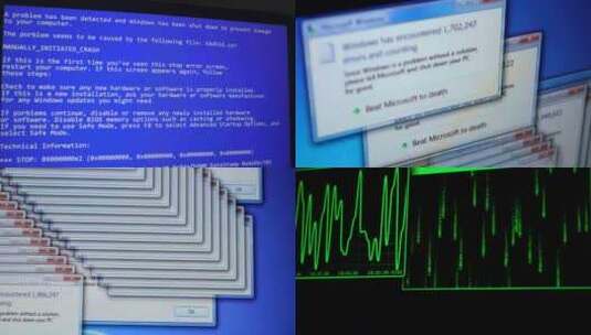 电脑病毒入侵 电脑防火墙黑客 电脑死机高清在线视频素材下载