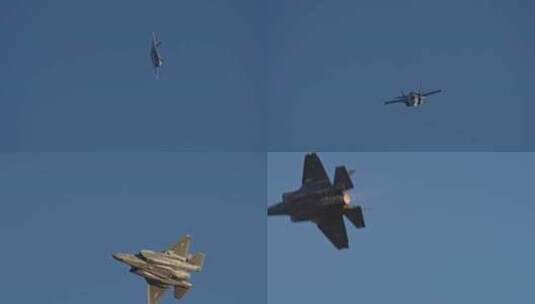 军用喷气式飞机飞向天空中的相机高清在线视频素材下载