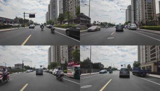 汽车行驶在城市道路第一视角高清在线视频素材下载