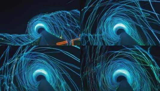 穿越抽象发光线条三维隧道空间高清在线视频素材下载