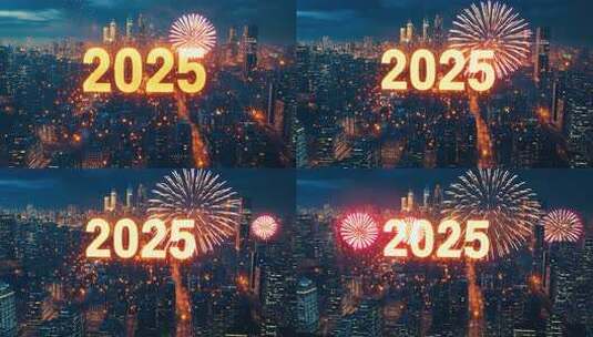 2025新年城市夜景烟花片头高清在线视频素材下载