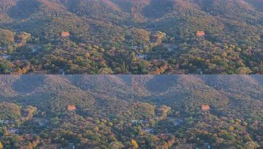 江苏南京灵山风景区前湖秋天秋色航拍高清在线视频素材下载