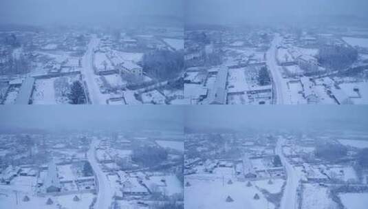 航拍雪天的村庄 下雪的村庄高清在线视频素材下载