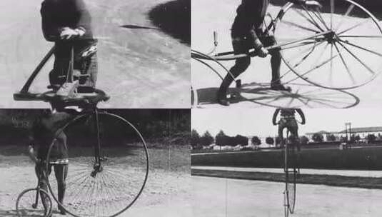 最早早期老式自行车高清在线视频素材下载