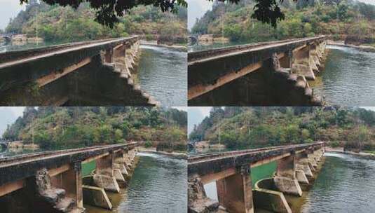 广西河池巴马盘阳河风景区石桥高清在线视频素材下载