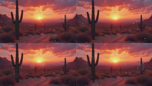 日落时分的沙漠俯视图4k舞台粒子活动背景高清在线视频素材下载