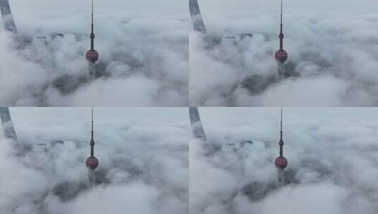上海东方明珠俯瞰云雾景象高清在线视频素材下载