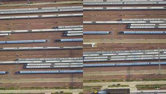 航拍高铁停放铁路场景高清在线视频素材下载