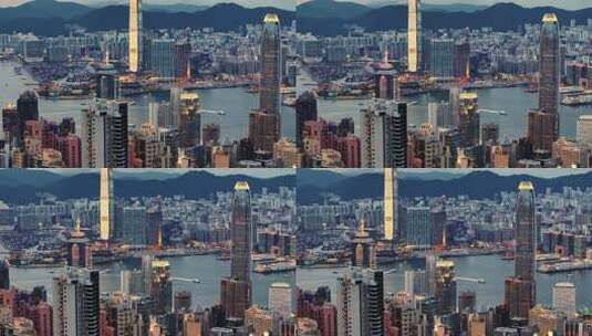 香港维多利亚港夜景航拍高清在线视频素材下载