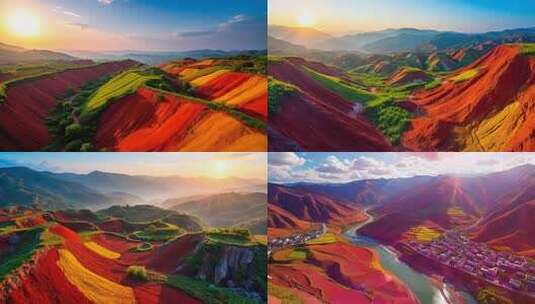 云南东川红土地彩色高原航拍延时 合集4K高清在线视频素材下载