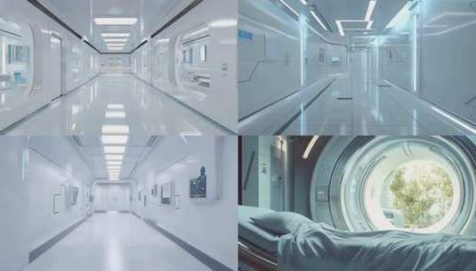 未来科技医疗医院走廊实验室无菌未来科技感高清在线视频素材下载