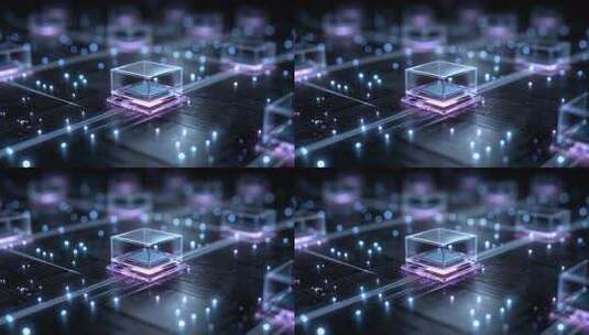 科技芯片在电路板上闪耀光芒高清在线视频素材下载