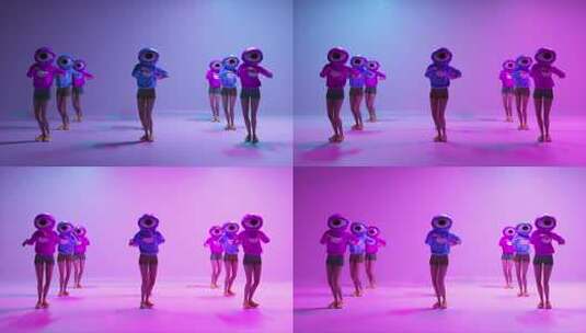 戴眼球头套人物舞台舞蹈素材高清在线视频素材下载