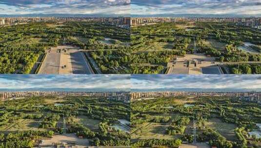 西安大明宫国家遗址公园航拍延时摄影高清在线视频素材下载