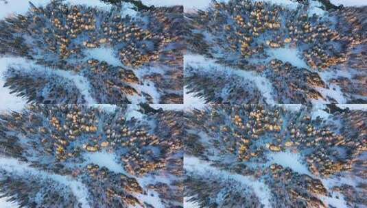 新疆阿勒泰地区禾木村雪景航拍高清在线视频素材下载