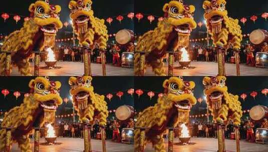 舞狮表演节日民俗素材高清在线视频素材下载
