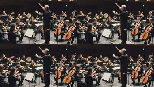 交响乐团演奏指挥现场高清在线视频素材下载