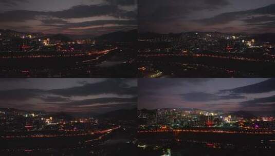 四川攀枝花市金沙江畔的城市夜景航拍高清在线视频素材下载