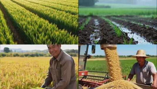 水稻稻谷大米米饭农业粮食丰收稻田乡村振兴高清在线视频素材下载