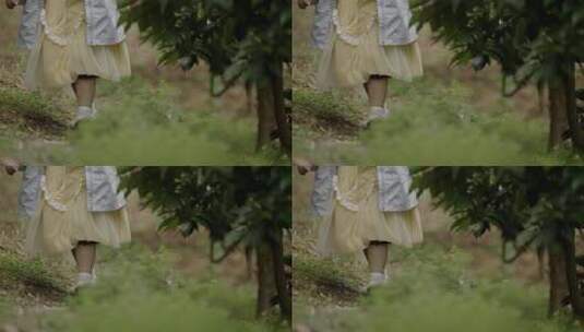 女孩在草丛中行走高清在线视频素材下载
