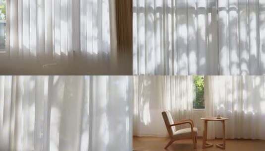 清晨光影变化 窗帘光影高清在线视频素材下载