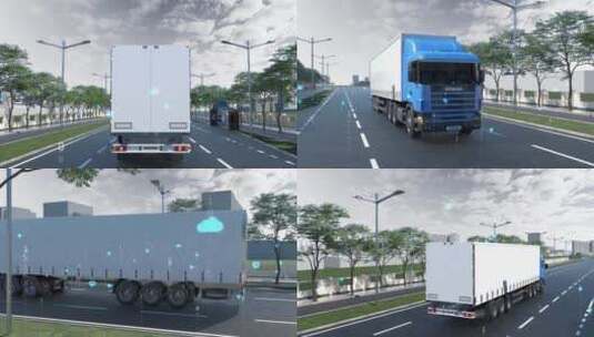 科技感卡车运输动画高清AE视频素材下载