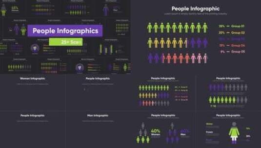 25个人物信息图表场景统计展示动画高清AE视频素材下载