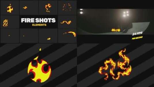 新潮有趣火焰元素动画片场AE模板高清AE视频素材下载