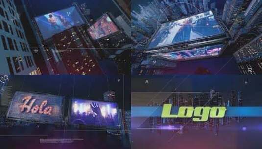 炫酷3D城市动画LOGO展示广告电视节目AE模板高清AE视频素材下载