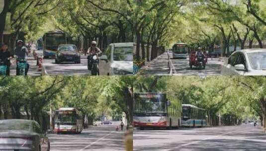 北京公交道路通勤上下班人群高清在线视频素材下载
