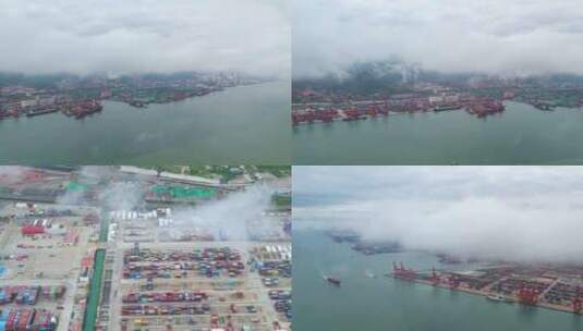海运轮船货轮港口贸易码头集装箱江苏连云港高清在线视频素材下载