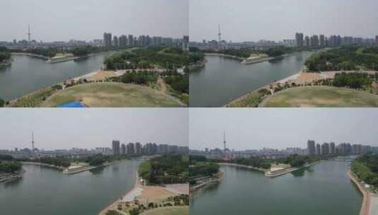 河南漯河沙澧河风景区航拍高清在线视频素材下载