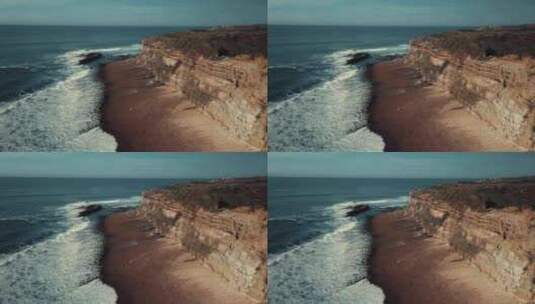 海岸， Ericeira，葡萄牙，海洋高清在线视频素材下载