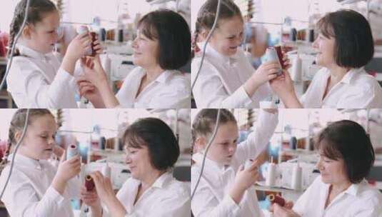 女人教学女孩关于线程高清在线视频素材下载