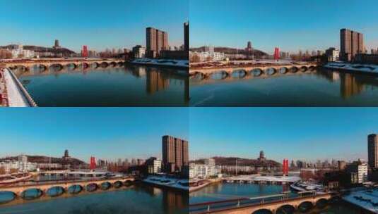 天空水面城市桥梁达芬奇调色高清在线视频素材下载