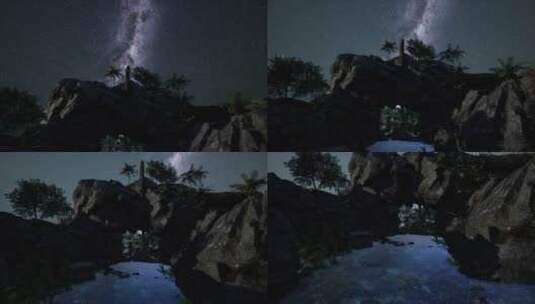 星空下的砂岩峡谷高清在线视频素材下载