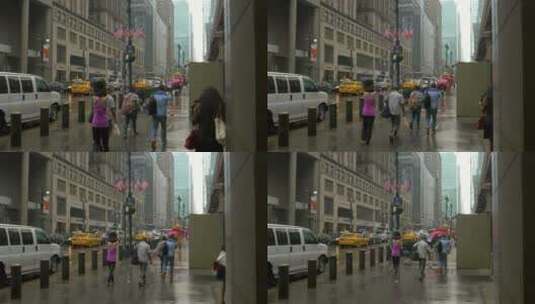 下雨天走在街头的人们高清在线视频素材下载