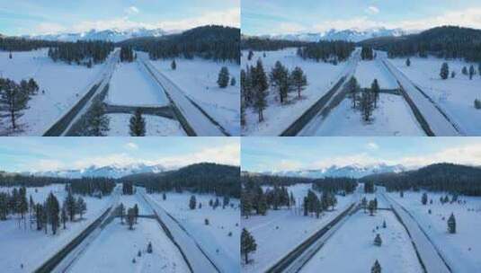 汽车在积雪覆盖的山路上缓慢行驶高清在线视频素材下载
