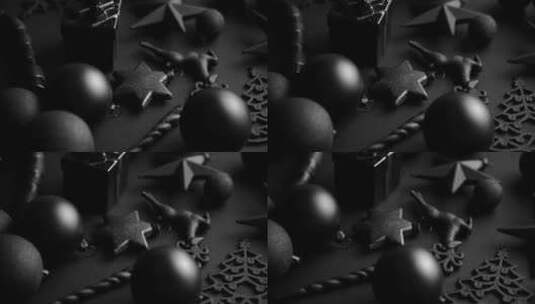 黑色的圣诞元素组合高清在线视频素材下载