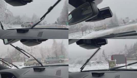 坐在车上看雪高清在线视频素材下载